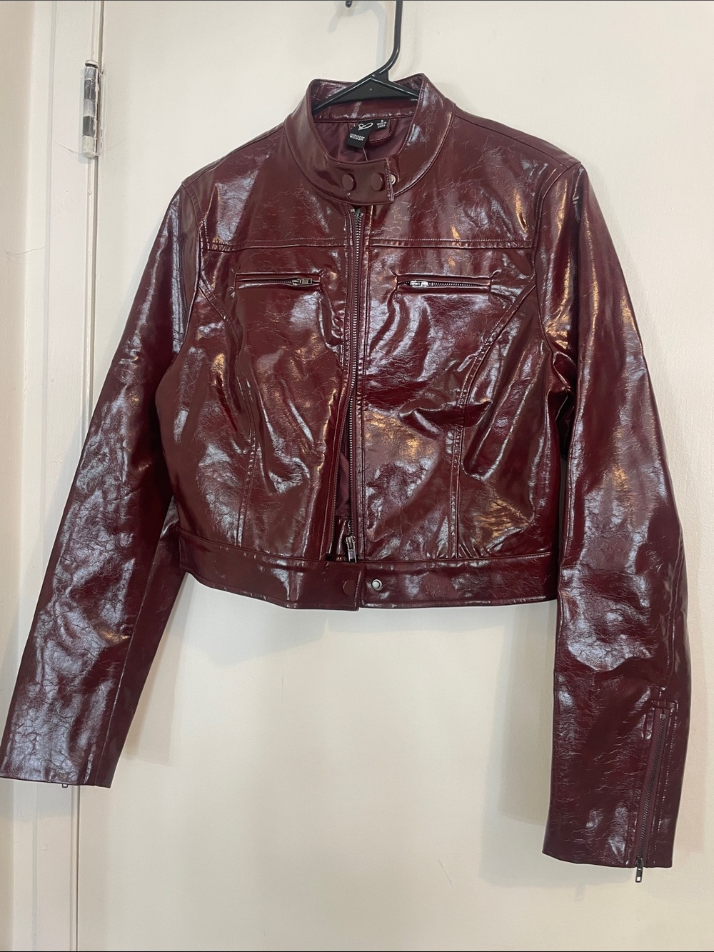 Windsor - Faux Leather Burgundy Moto Jacket